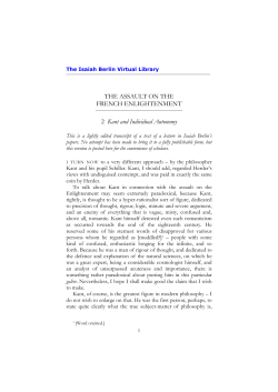 THE ASSAULT ON THE FRENCH ENLIGHTENMENT 2 Kant and