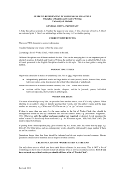 MLA Referencing Guide - The University of Adelaide