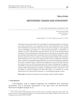 METONYMIC CHAINS AND SYNONYMY1