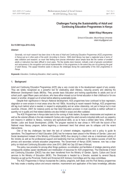 Challenges Facing the Sustainability of Adult and