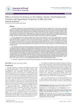 Effects of Green Tea Extracts on the Caffeine, Tannin, Total