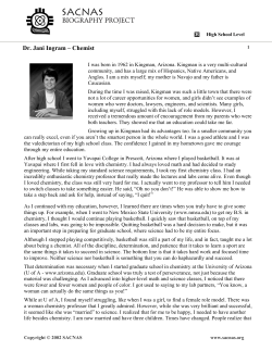 Dr. Jani Ingram &ndash; Chemist