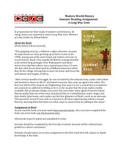 Modern World History Summer Reading Assignment: A Long Way