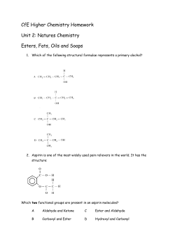 Esters, Fats and Oils Homework