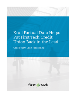 Kroll Factual Data Helps Put First Tech Credit Union Back in the Lead