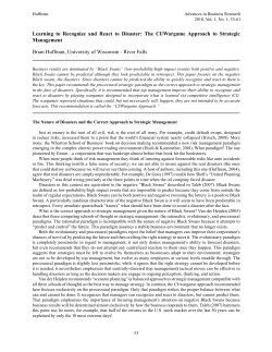 Learning to Recognize and React to Disaster: The CI/Wargame