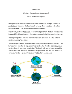 14.4 NOTES What are the solstices and equinoxes? Define solstice