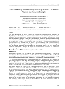 Issues and Strategies in Promoting Democracy and Good Governance