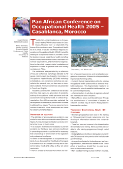 Pan African Conference on Occupational Health 2005 &ndash; Casablanca