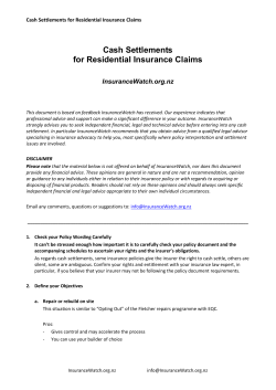 Cash Settlements for Residential Insurance Claims