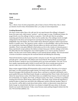 Mak Kimchi Yield About 3&frac12; quarts Time Day 1: About 1 hour of