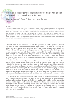Emotional Intelligence: Implications for Personal, Social, Academic
