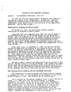 LESSONS ON THE NORTHWEST ORDINANCE LESSON i THE