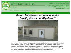 Barrett Enterprises Inc Introduces the PanelSystems from GigaCrete™