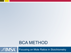 Session A-1: BCA Method, Focusing on Mole Ratios in Stoichiometry