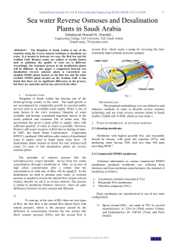 Sea water Reverse Osmoses and Desalination Plants in Saudi Arabia