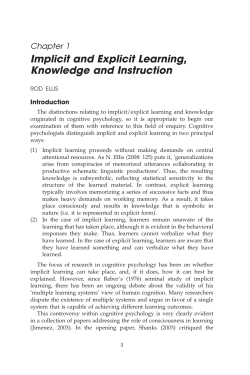 Implicit and Explicit Learning, Knowledge and