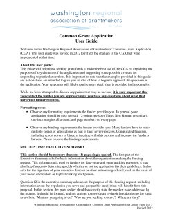 Common Grant Application User Guide