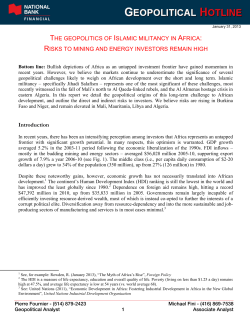 THE GEOPOLITICS OF ISLAMIC MILITANCY IN AFRICA: RISKS TO