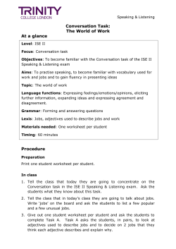 Conversation Task: The World of Work At a