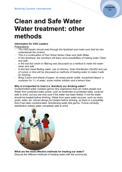 Clean and Safe Water Water treatment: other methods