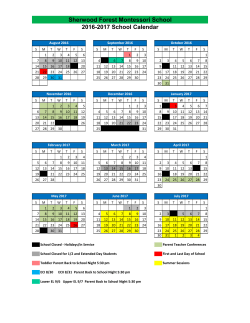 2016-2017 School Calendar Sherwood Forest Montessori School