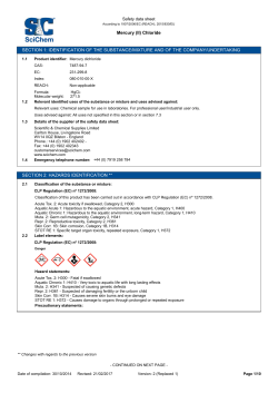 Mercury (II) Chloride SECTION 1: IDENTIFICATION OF THE
