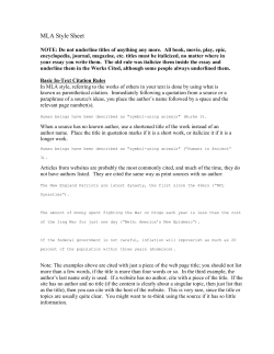 MLA Style Sheet - Mercer Island School District