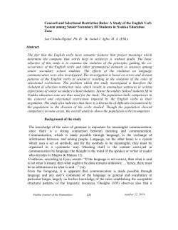 Concord and Selectional Restriction Rules: A Study of the English