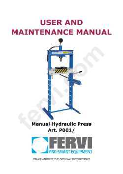 USER AND MAINTENANCE MANUAL Manual Hydraulic Press Art