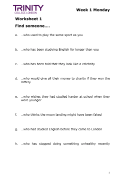 Worksheet 8 - Trinity College London