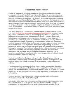 Substance Abuse Policy - College of The Albemarle