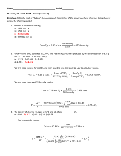 Chemistry HP Unit 6 Test A &ndash; Gases (Version 2)
