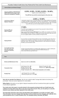 Preferred No Frills Visa Credit Cards Agreement and Disclosure