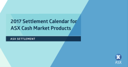 2017 T+2 Settlement Calendar