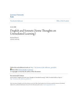 Dogfish and Sonnets (Some Thoughts on Unmediated Learning)
