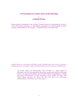 An Orientation on Gender Issues in Breastfeeding
