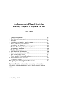 An Instrument of Mass Calculation made by NasĞūlus in