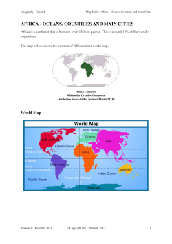 africa - oceans, countries and main cities
