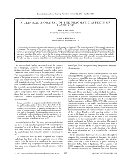 Paradigm for Conceptualizing Pragmatic Aspects of Language