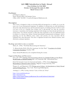 INTRODUCTION TO STUDY ABROAD: Class Syllabus