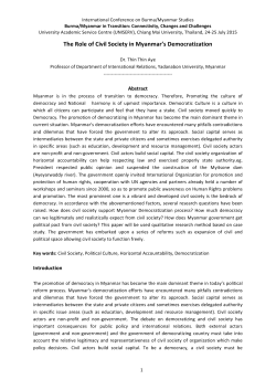 The Role of Civil Society in Myanmar`s Democratization