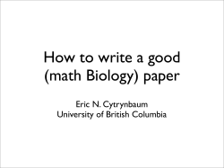 How to write a good (math Biology) paper
