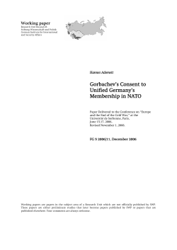 Gorbachev`s Consent to Unified Germany`s Membership in NATO
