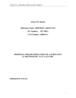 Annex XV dossier Substance Name: TRIETHYL ARSENATE EC