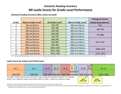 Scholastic Reading Inventory SRI Lexile Scores for Grade Level