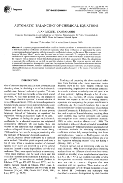 AUTOMATIC `BALANCING` OF CHEMICAL EQUATIONS