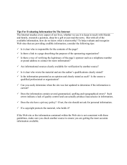 Tips for Evaluating Information on the Internet