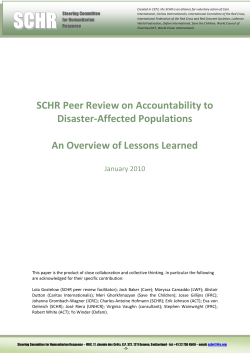 SCHR Peer Review on Accountability to Disaster