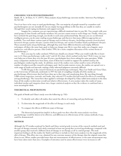 Choosing Your Psychotherapist